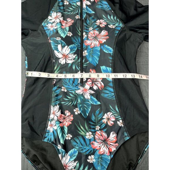 Daci Rash Guard Long Sleeve 1pc Swimsuit Zipper Surfing UPF 50 Summer SZ L:NWT - Picture 5 of 12